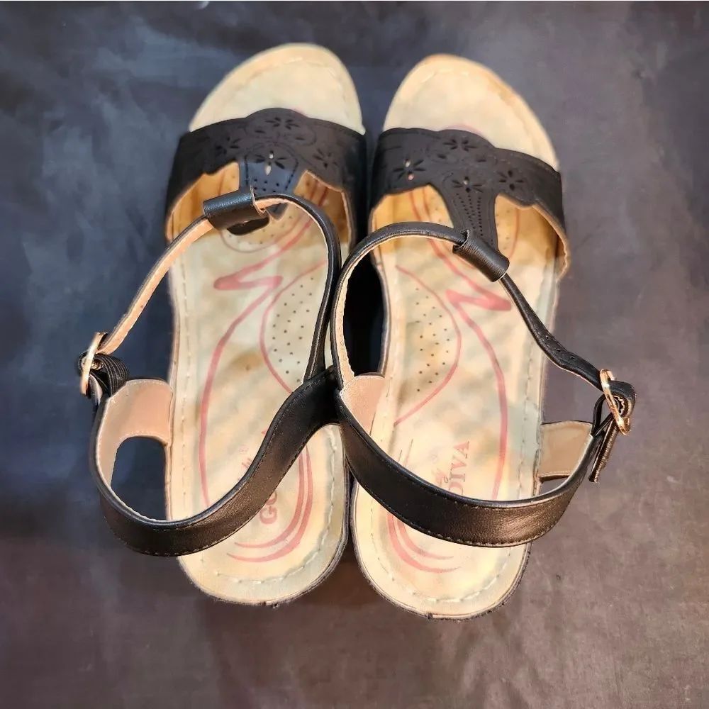 LADY GODIVA ESPADRILLE WEDGE ADJUSTABLE ANKLE STRAP SANDAL - Picture 3 of 14